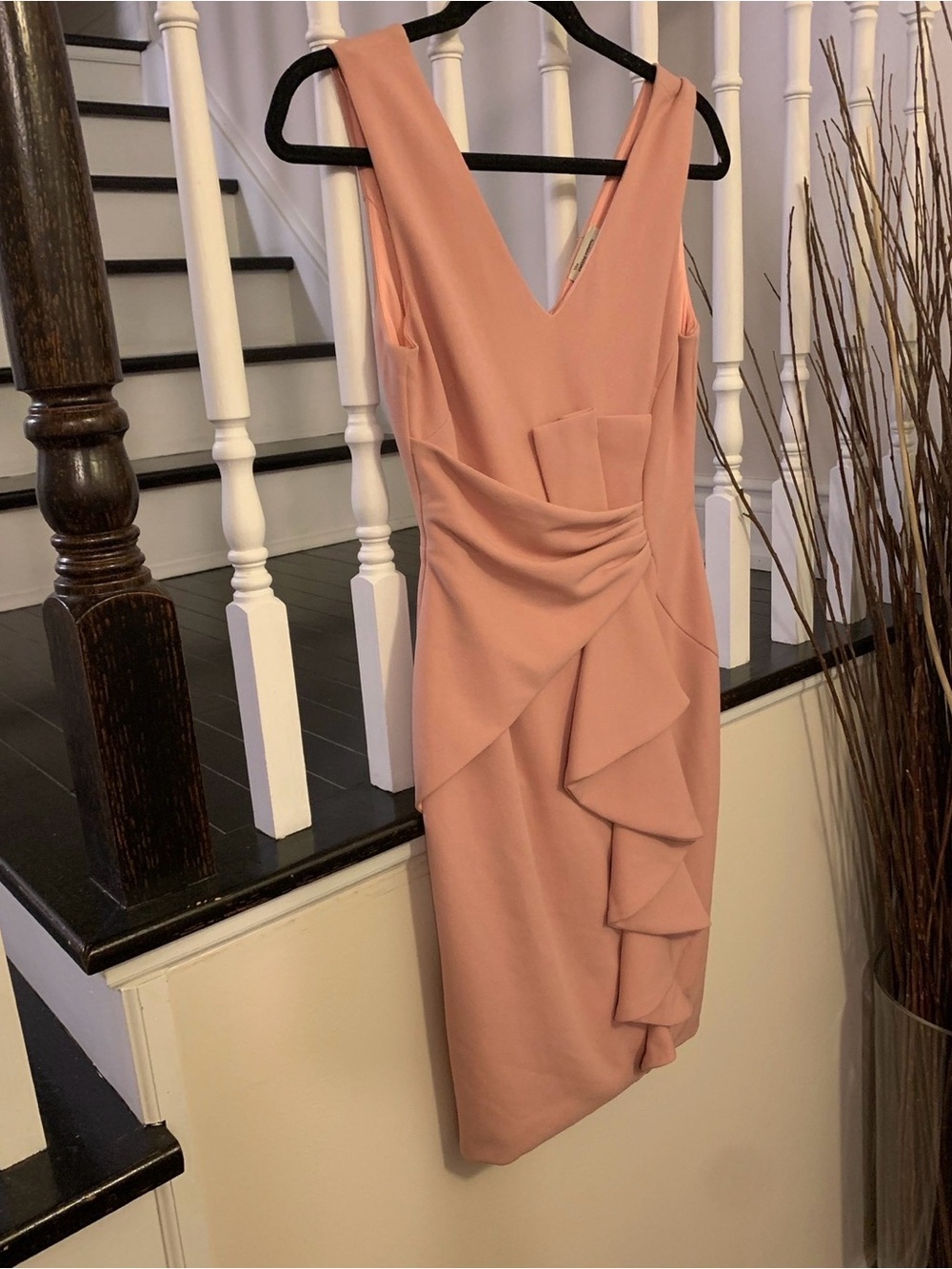 Sleeveless V-Neck Ruffle Midi Dress - Dusty Rose